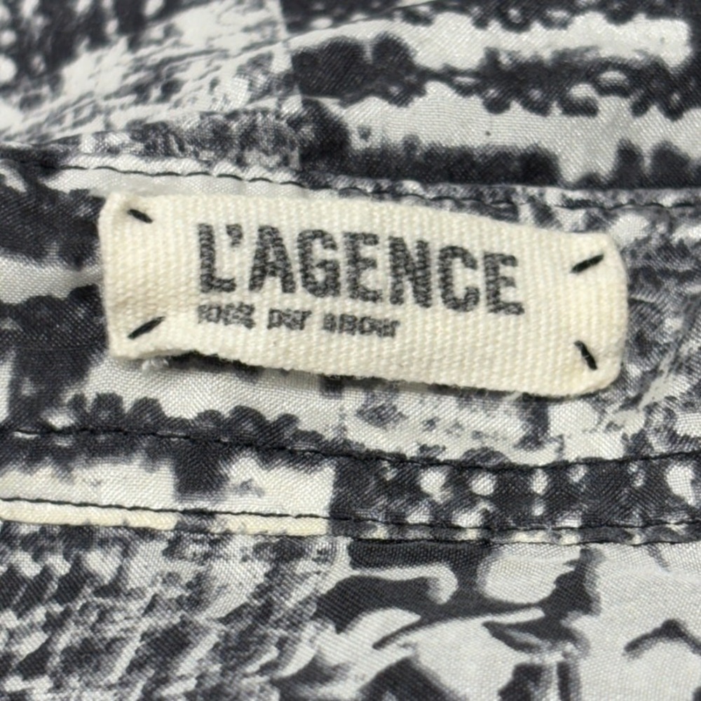 L'Agence Black White Patchwork Plaid Silk Button Front Blouse Size 4 Office - Picture 6 of 8